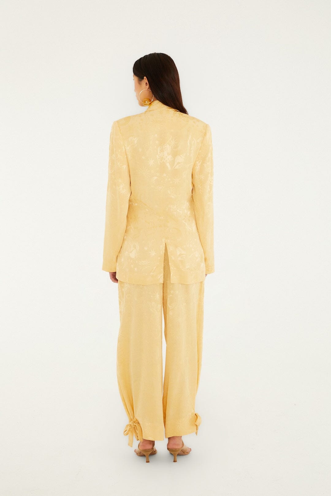 Beige Hem Ties Pockets Pants