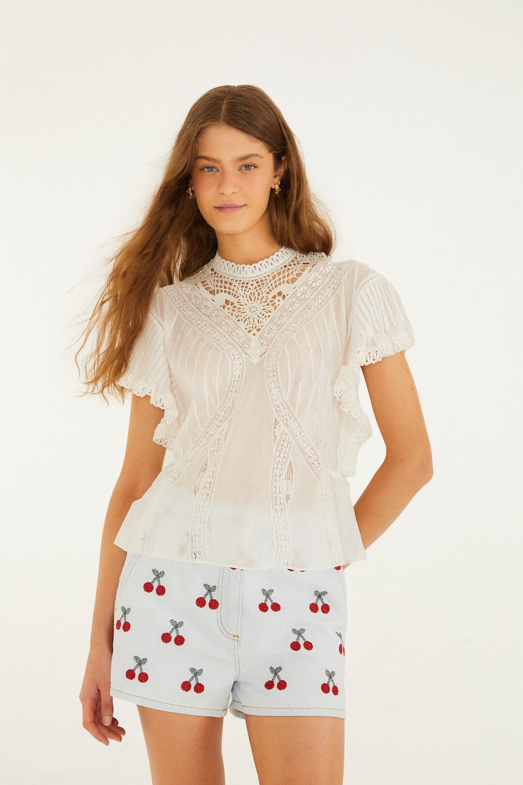 Off-White Organic Cotton Blouse With Appliqués