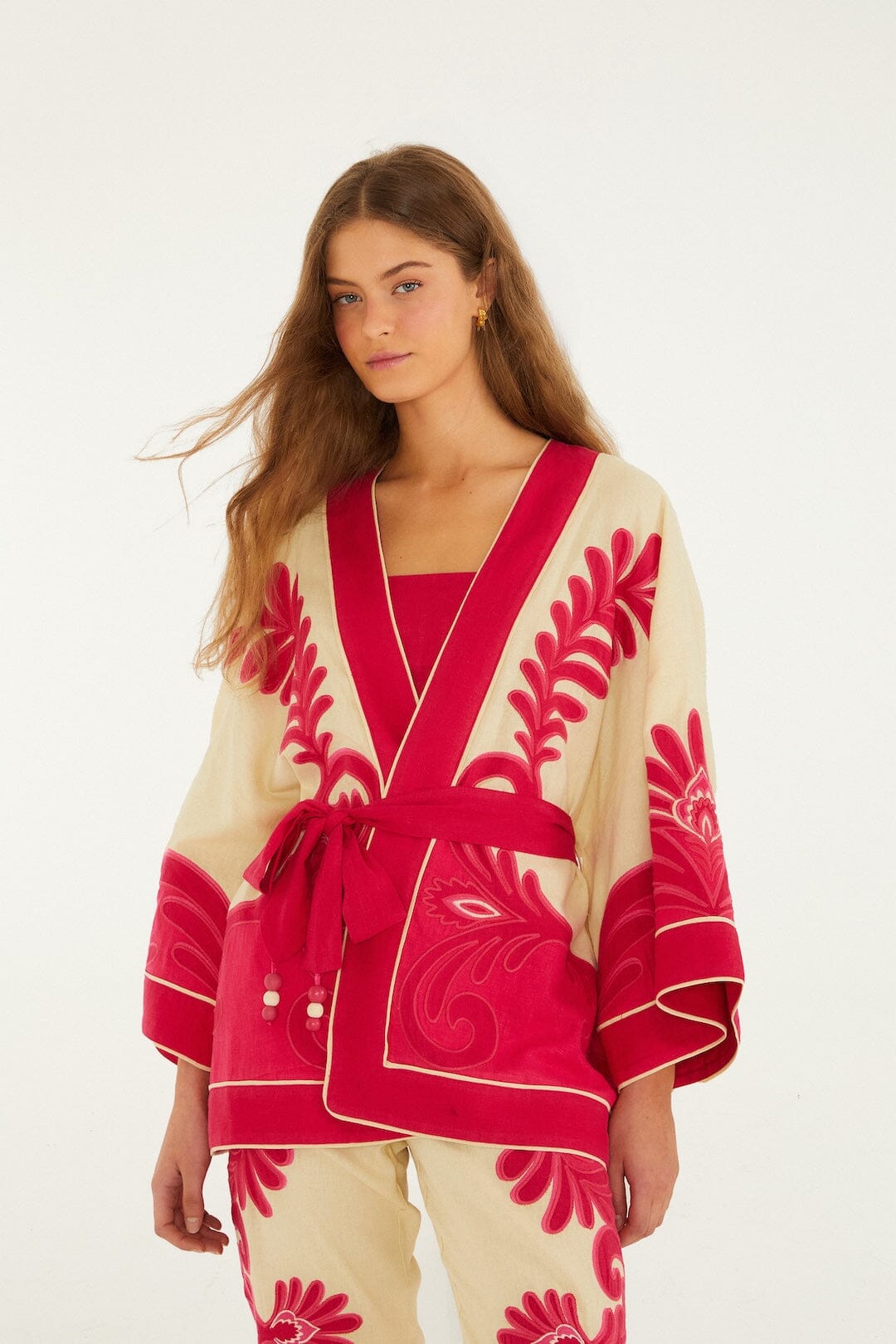 Pink Spring Arabesc Cutwork Lenzing Ecovero Euroflax Kimono