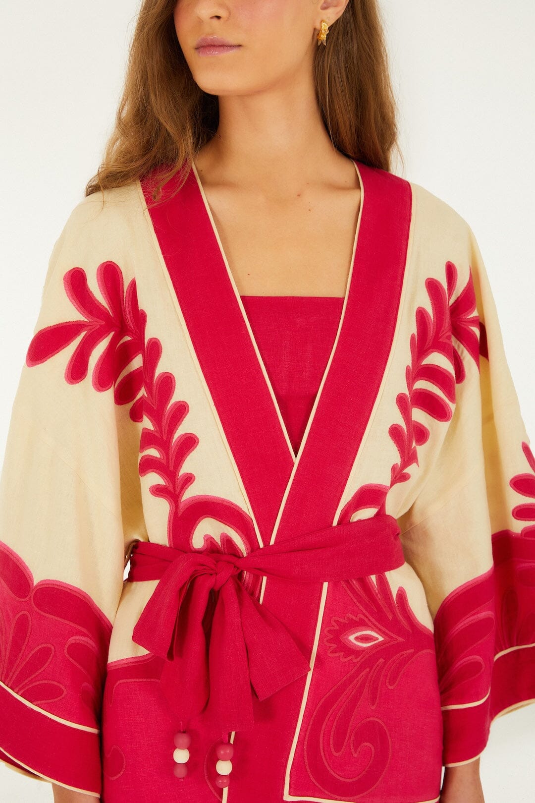 Pink Spring Arabesc Cutwork Lenzing Ecovero Euroflax Kimono