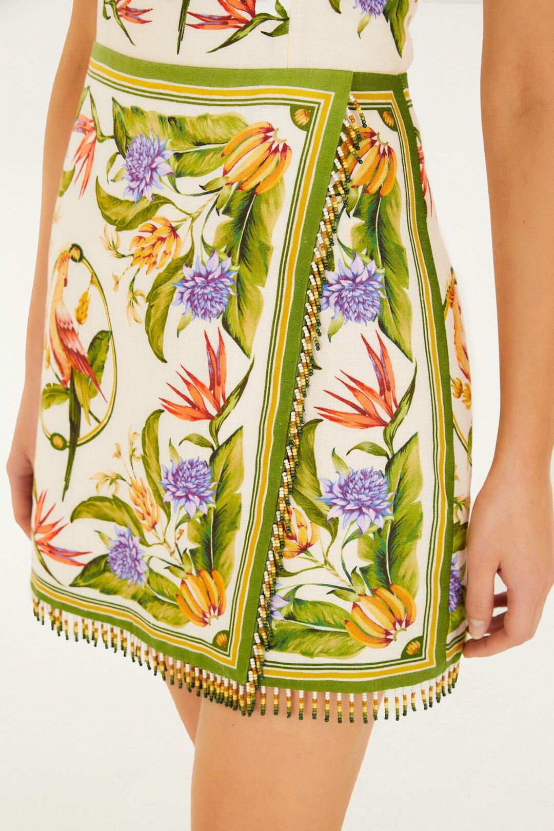 Sand Tropical Scarf Euroflax Premium Linen Sleeveless Mini Dress