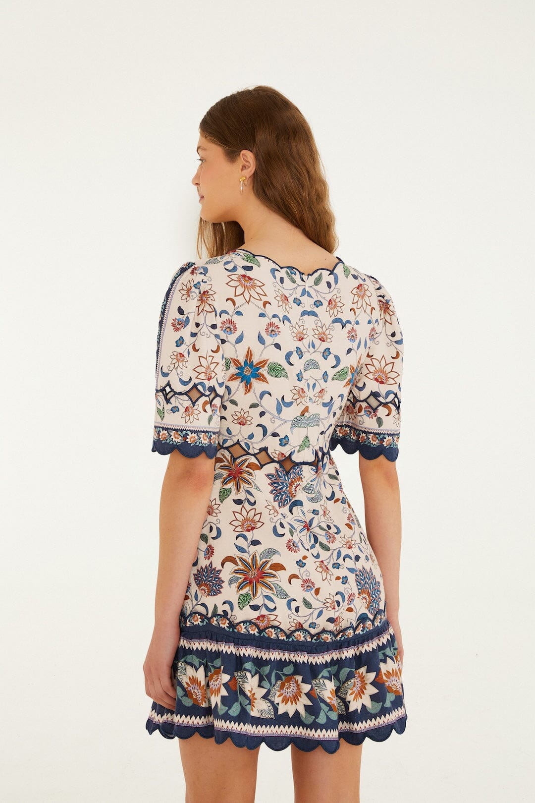 FARM Rio Pink Floral Delhi Tapestry Scallop Cut-Out Mini Dress, Floral Delhi Tapestry LIGHT Pink / XXS FARM Rio Pink Floral Delhi Tapestry Scallop Cut-Out Mini Dress, Floral Delhi Tapestry LIGHT Pink / XXS