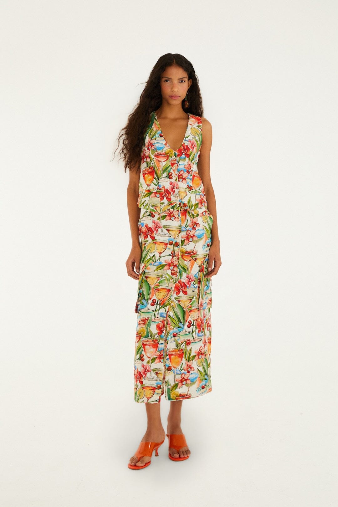 Off-White Sand Cocktail Sleeveless Euroflax Premium Linen Vest