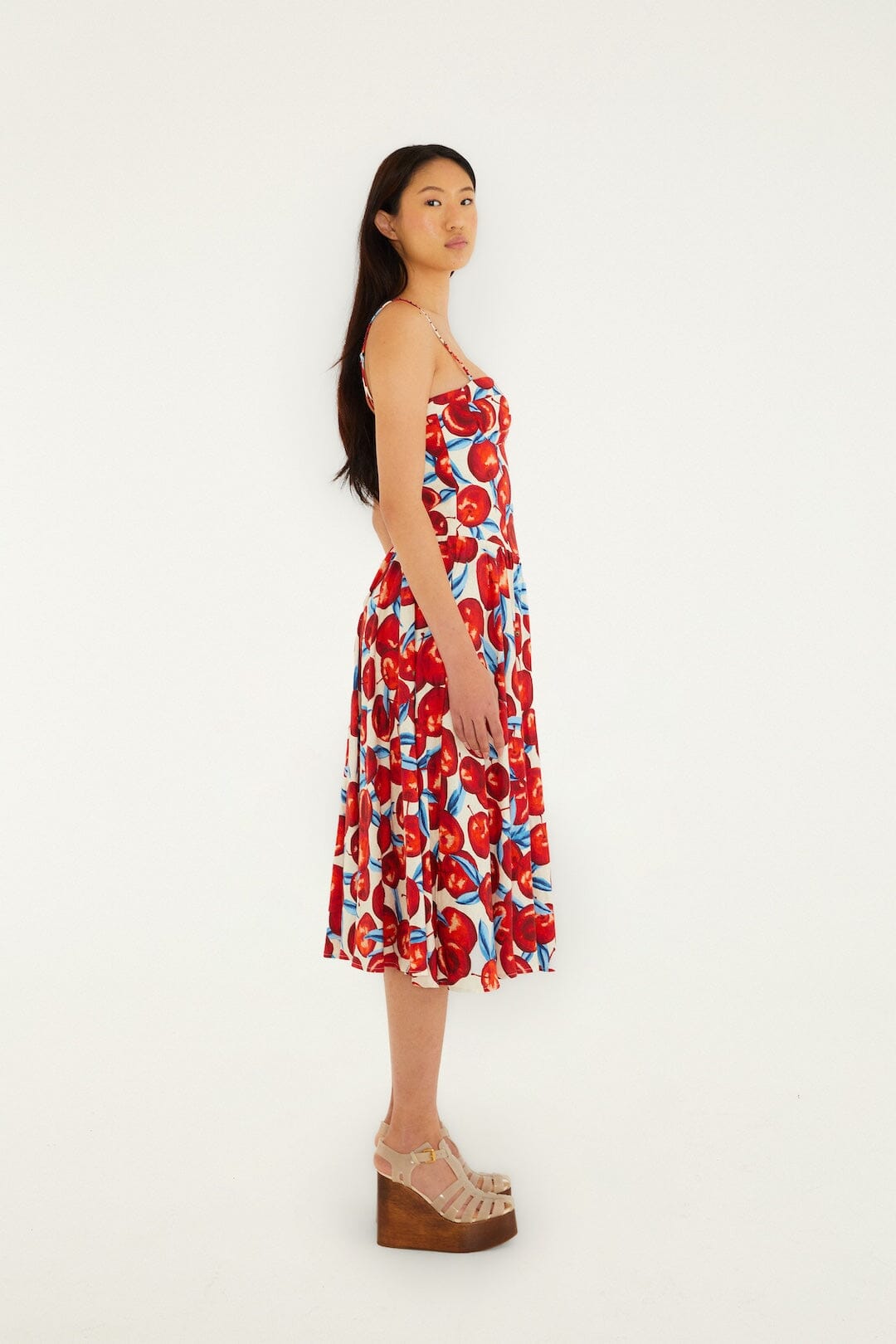 Cherry Blossom Sleeveless Lenzing Ecovero Euroflax Midi Dress