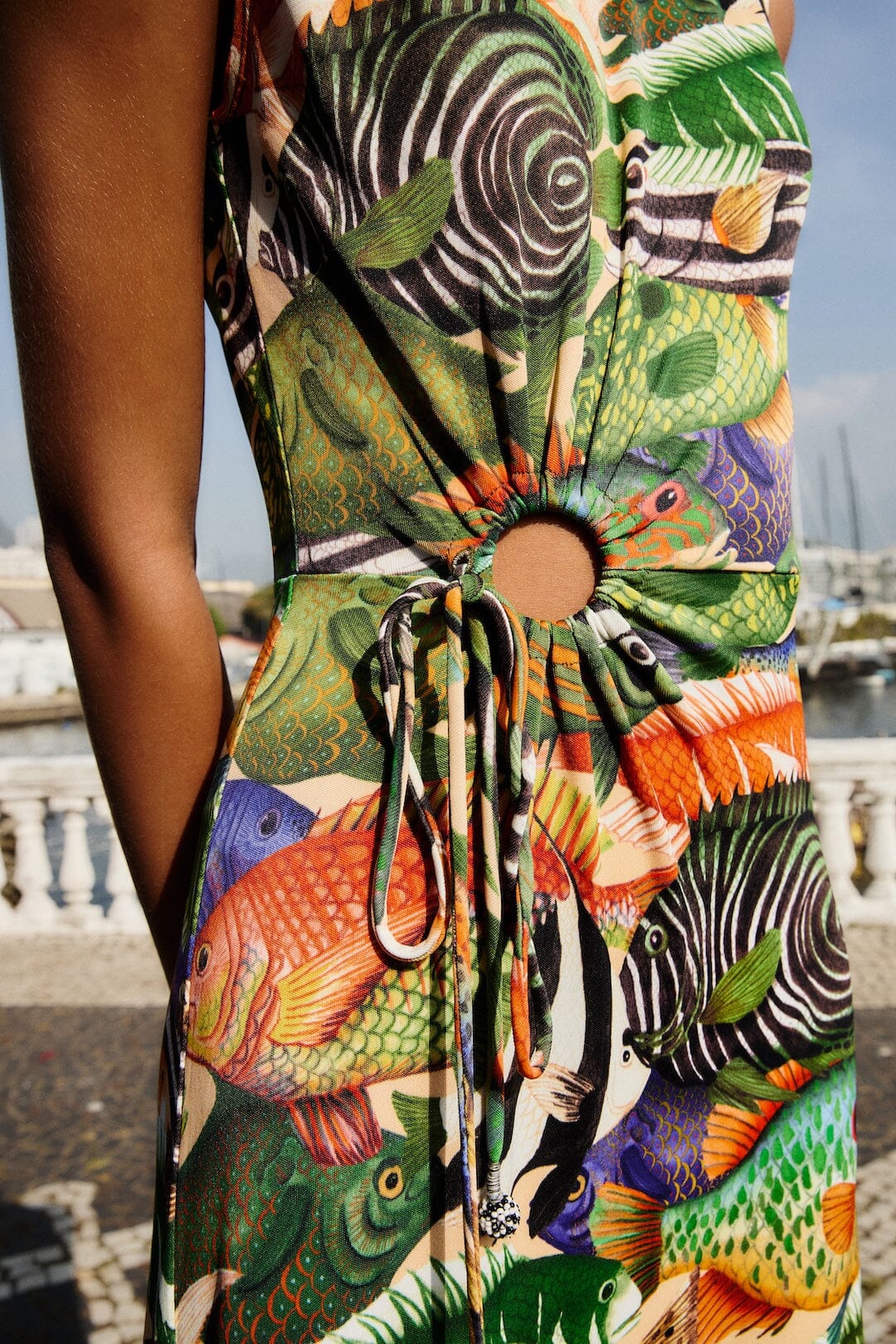 Multicolor Fish Sea Sleeveless Maxi Dress