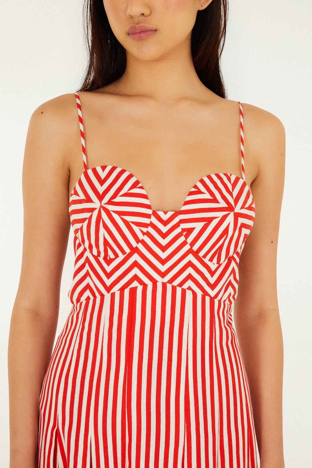 FARM Rio Off-White Checkered Stripes Sleeveless Lenzing Ecovero Euroflax Maxi Dress, Checkered Stripes Off-White / XXS FARM Rio Off-White Checkered Stripes Sleeveless Lenzing Ecovero Euroflax Maxi Dress, Checkered Stripes Off-White / XXS