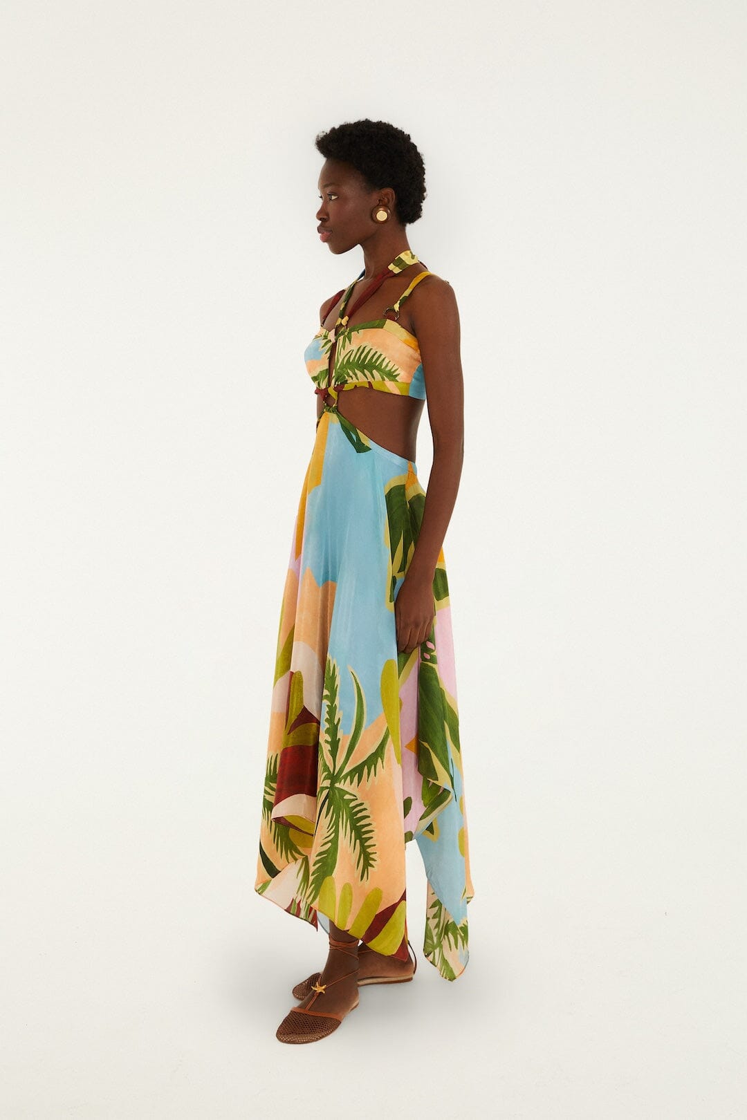 FARM Rio Multicolor Tropical Painting Cut-Out Buckles Maxi Dress, Tropical Painting Multicolor / XL FARM Rio Multicolor Tropical Painting Cut-Out Buckles Maxi Dress, Tropical Painting Multicolor / XL