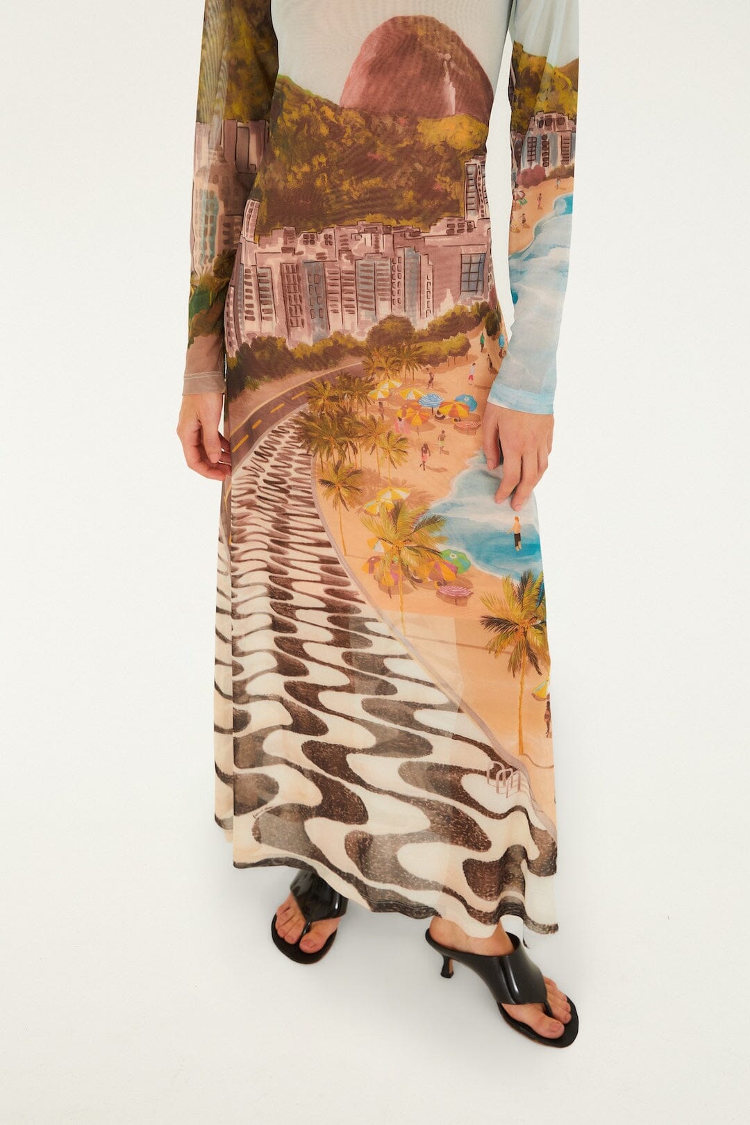 FARM Rio Multicolor Copacabana Beach Long Sleeve Maxi Dress, Copacabana Beach Multicolor / M FARM Rio Multicolor Copacabana Beach Long Sleeve Maxi Dress, Copacabana Beach Multicolor / M