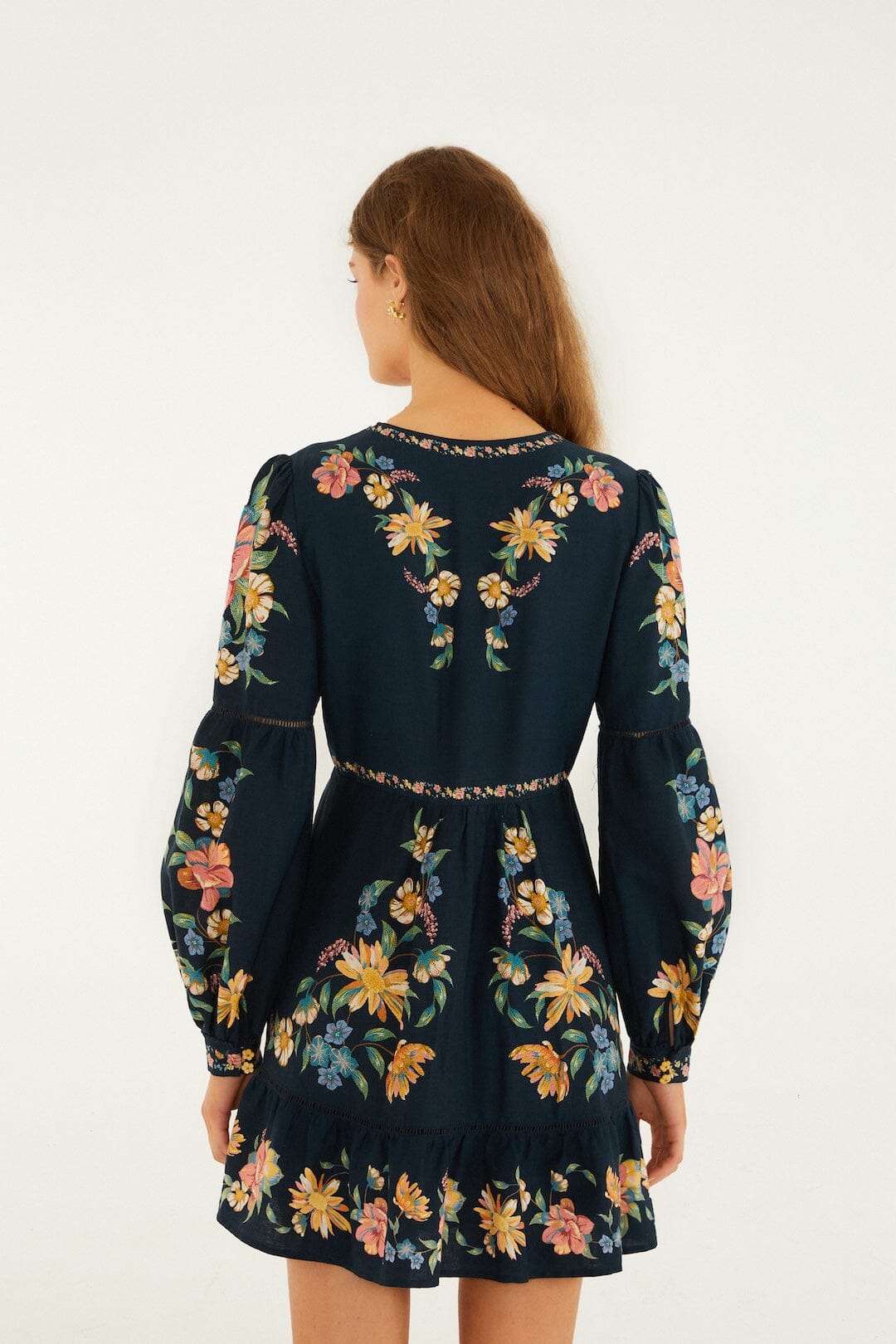 Dark Blue Maira Floral Lenzing Ecovero Euroflax Mini Dress