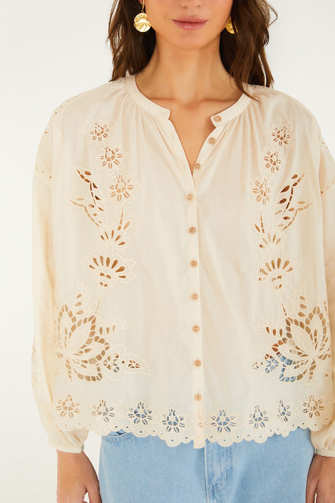 Soft Pink Artisanal Long Sleeve Blouse | FARM Rio