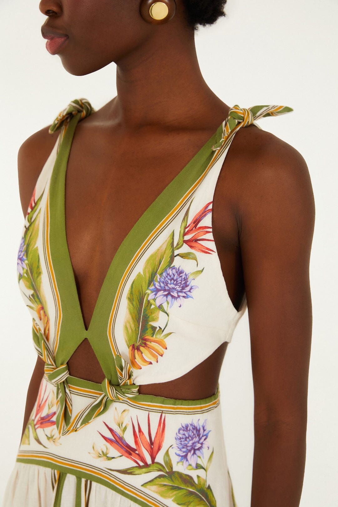 Sand Tropical Scarf Lenzing Ecovero Euroflax Maxi Dress | FARM Rio Sand Tropical Scarf Lenzing Ecovero Euroflax Maxi Dress | FARM Rio