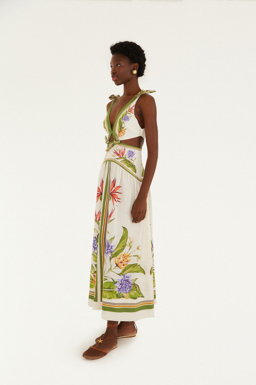 Sand Tropical Scarf Lenzing™ Ecovero™ Euroflax™ Maxi Dress | FARM Rio
