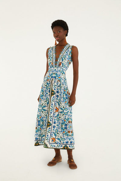 ぽ*ろ様 Apolina Flora Dress-50'sFloral 2-3y Off-White Richelieu Sunflower LENZING™ ECOVERO™ Euroflax™ Midi