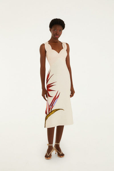 Farm Rio Strelitzia Linen Midi Dress - Sand Farm Rio Strelitzia Linen Midi Dress - Sand