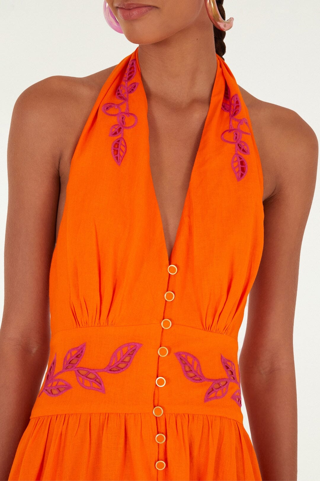 Farm Rio Fruit Richelieu Artisanal Buttoned Maxi Dress Farm Rio Fruit Richelieu Artisanal Buttoned Maxi Dress