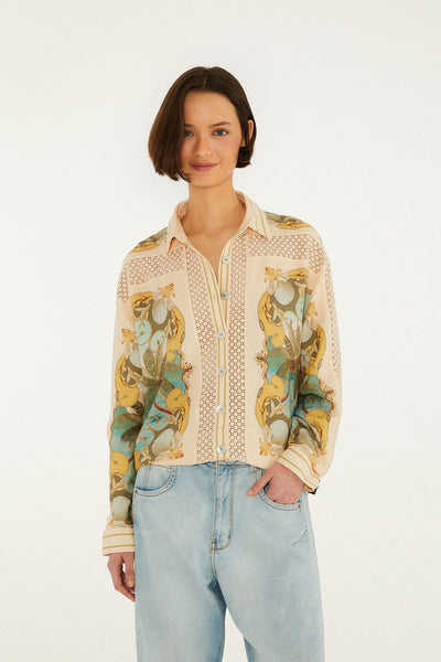 Sand Royal Sea Crochet Lenzing™ Ecovero™ Euroflax™ Shirt | FARM Rio