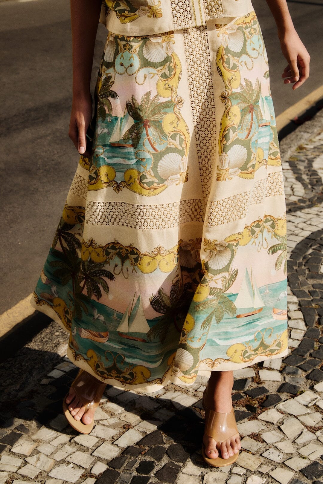 Sand Royal Sea Crochet Lenzing™ Ecovero™ Euroflax™ Midi Skirt
