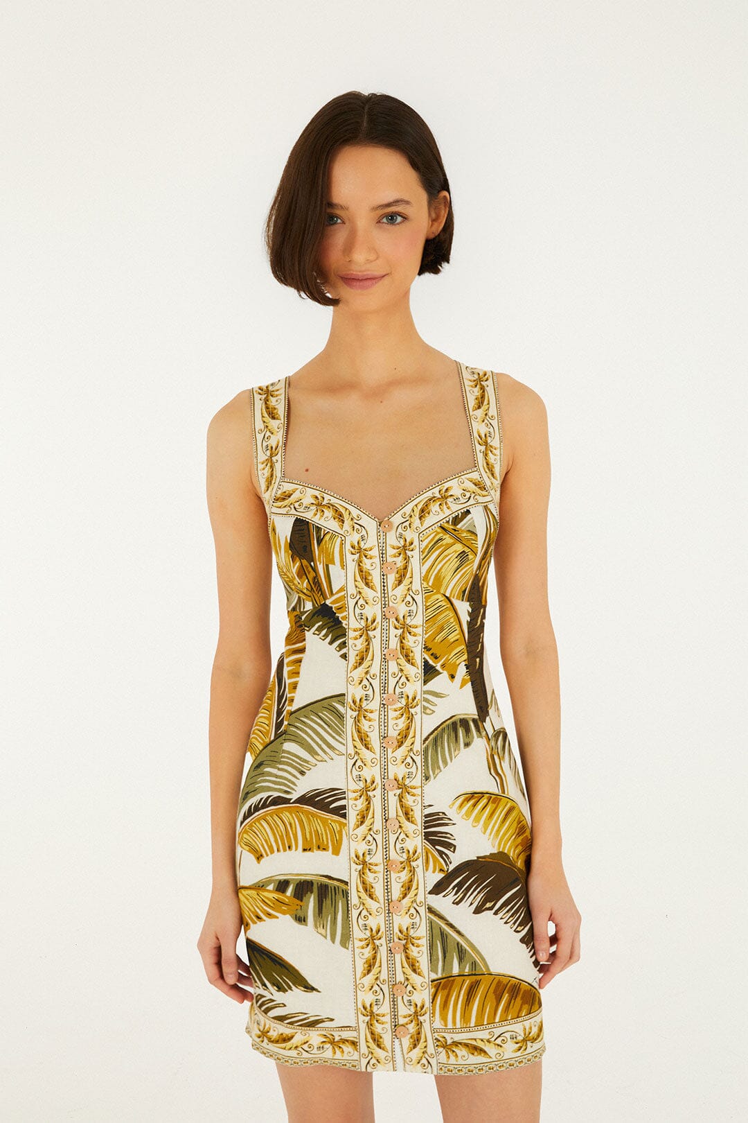 Farm Rio Mini Dress in Trancoso Sand S Farm Rio Mini Dress in Trancoso Sand S