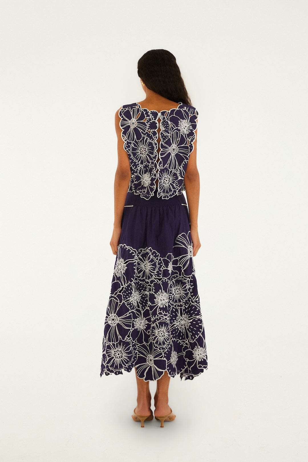 Blue Flowers Richelieu Organic Cotton Maxi Skirt | FARM Rio