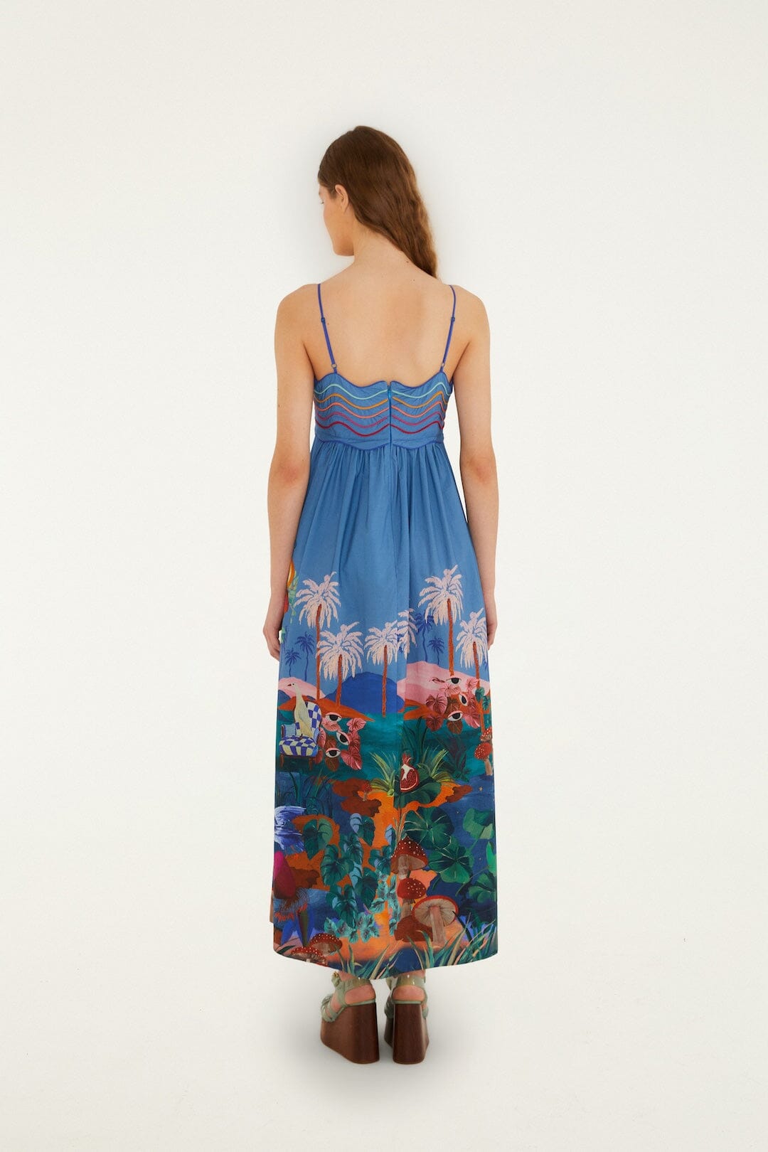 Multicolor Dream Landscape Organic Cotton Sleeveless Maxi Dress