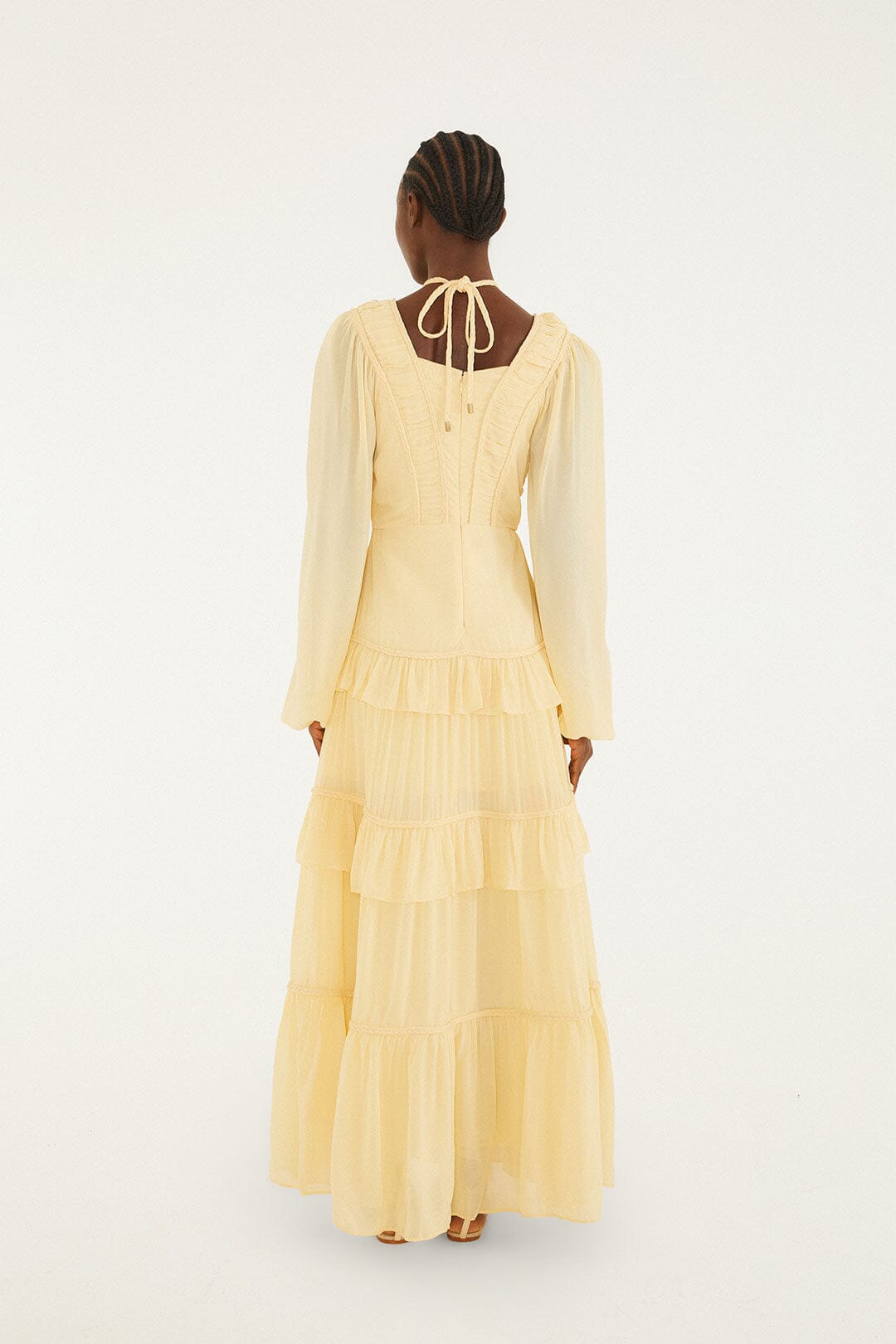 Butter Yellow Ruffled Buttoned Maxi Dress | FARM Rio