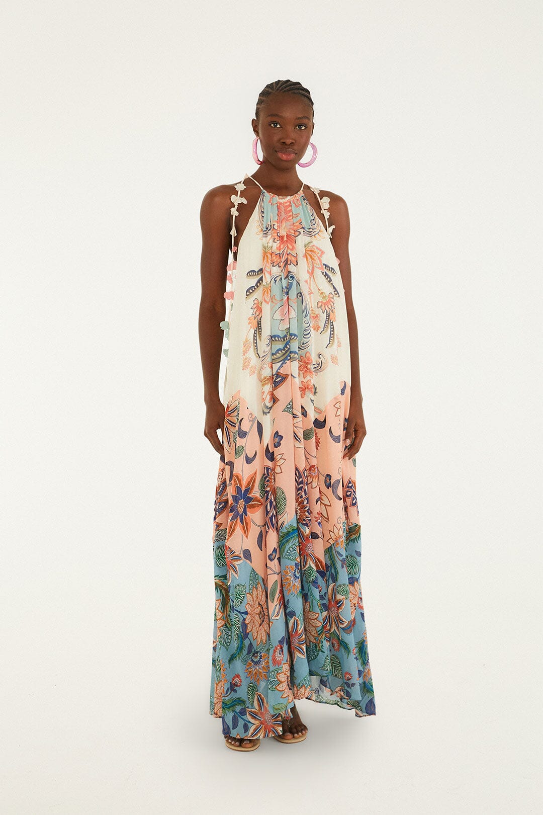 FARM Rio Multicolor Boho Floral Delhi Pleated Maxi Dress, Boho Floral Delhi MIX / XS