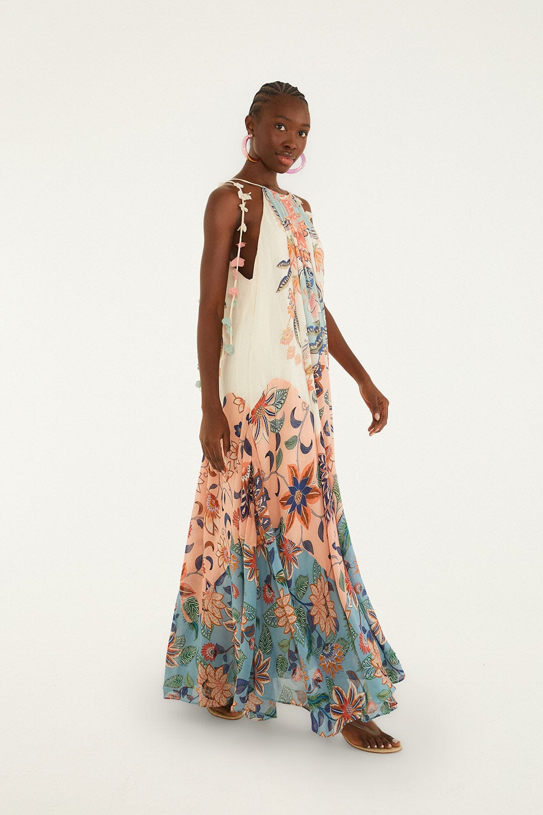 FARM Rio Multicolor Boho Floral Delhi Pleated Maxi Dress, Boho Floral Delhi MIX / XS FARM Rio Multicolor Boho Floral Delhi Pleated Maxi Dress, Boho Floral Delhi MIX / XS