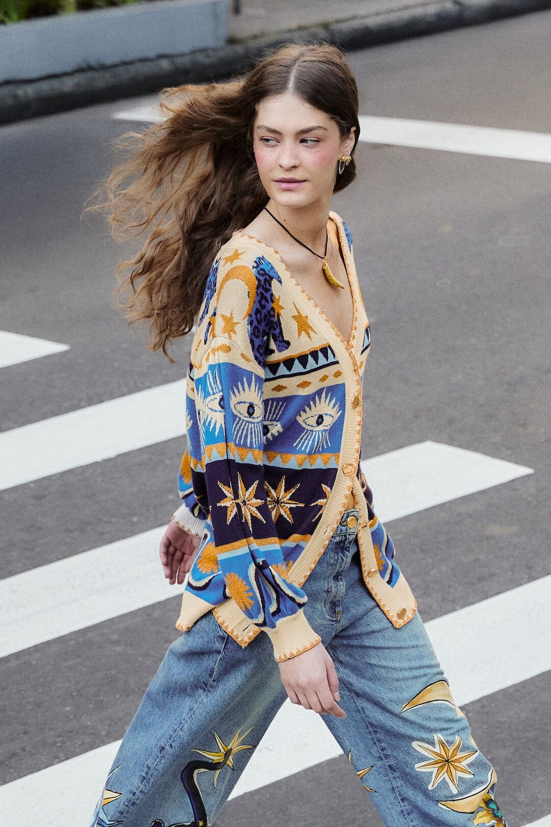 Mixed Mystical Ainika Buttoned Knit Cardigan