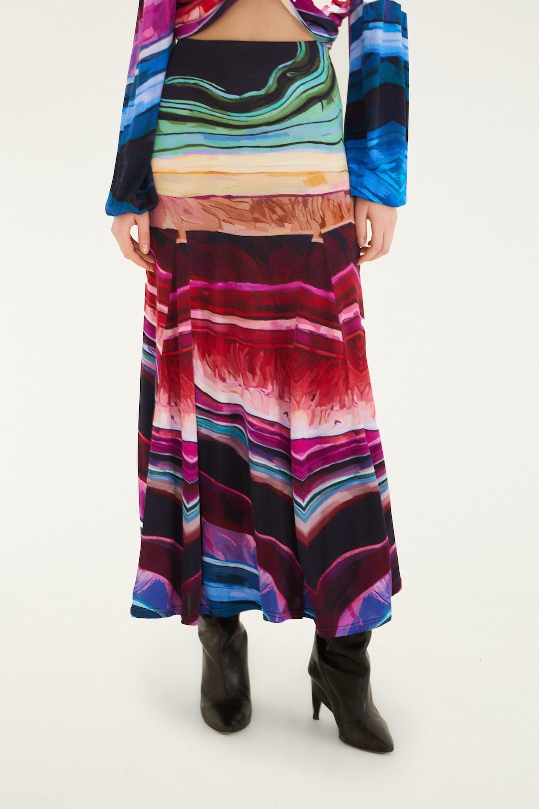 Multicolor Precious Gems Maxi Skirt