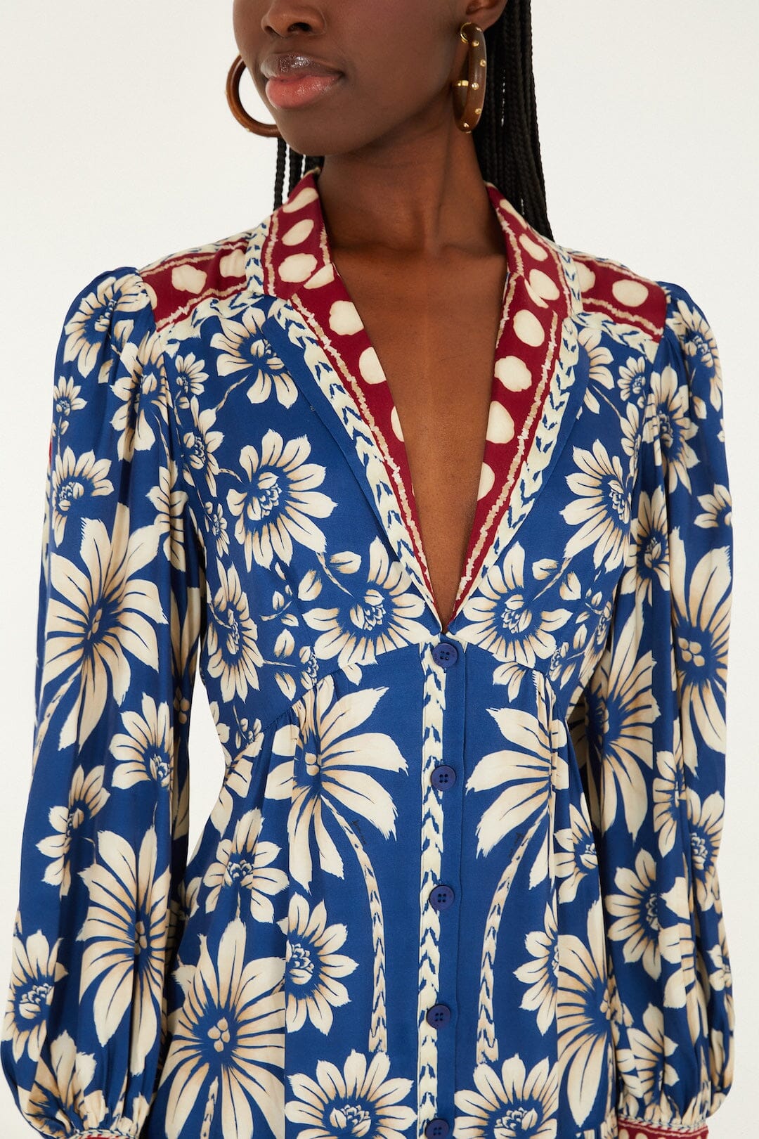farm rio winter breeze long-sleeve mini dress Farm Rio Winter Breeze Long-Sleeve Mini Dress In Red Floral - 41% Off