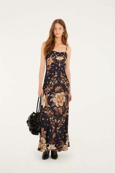ティファShop Black Majestic Garden Lenzing™ Ecovero™ Viscose Slip Maxi Dress