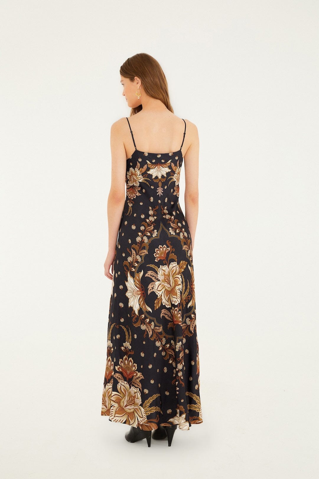 Black Majestic Garden Lenzing™  Ecovero™ Viscose Slip Maxi Dress