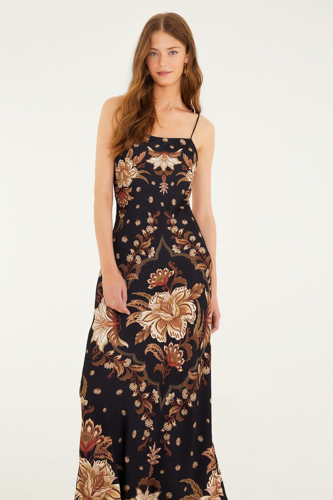 Black Majestic Garden Lenzing™  Ecovero™ Viscose Slip Maxi Dress