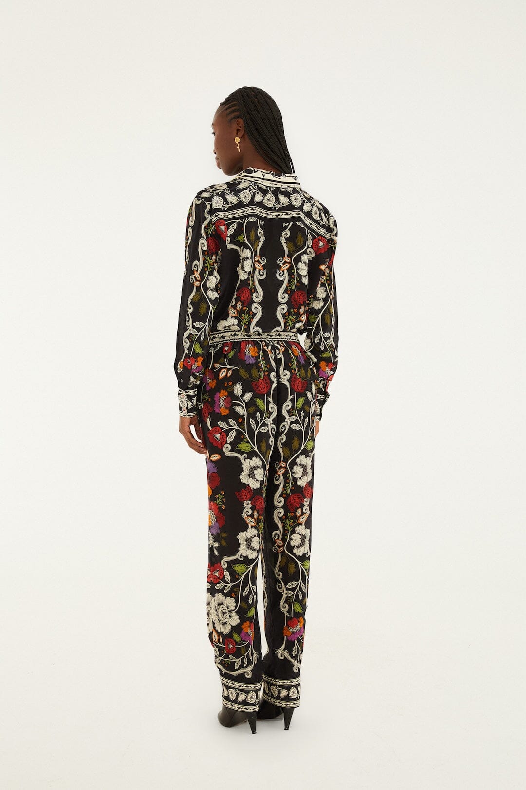 Black Rococo Flowers Pants
