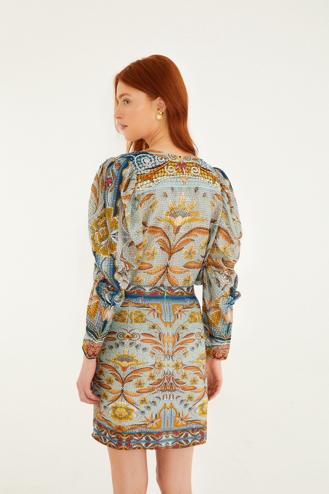 Blue Mosaic Garden Lenzing Ecovero Viscose Mini Wrap Skirt