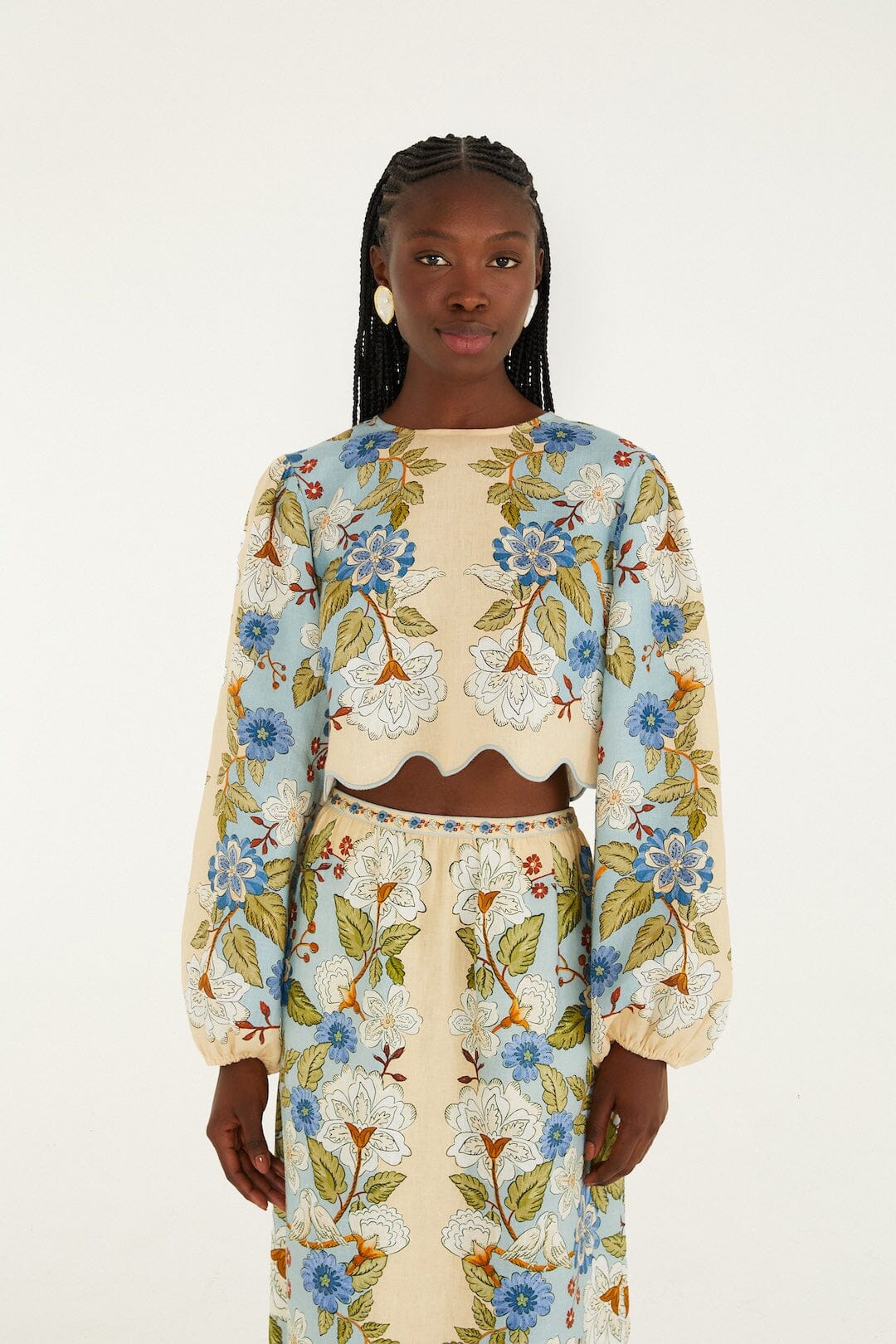 Green Garden Scarf Euroflax Premium Linen Blouse