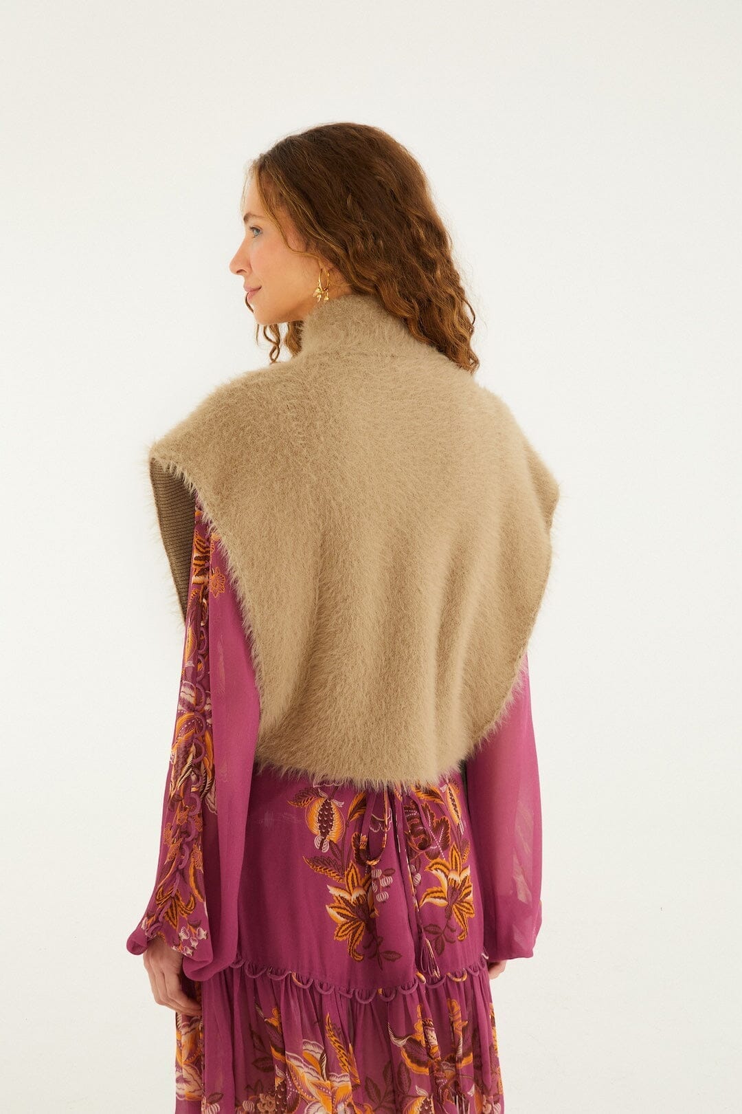 Caramel Front Zipper Sleeveless Fuzzy Vest | FARM Rio