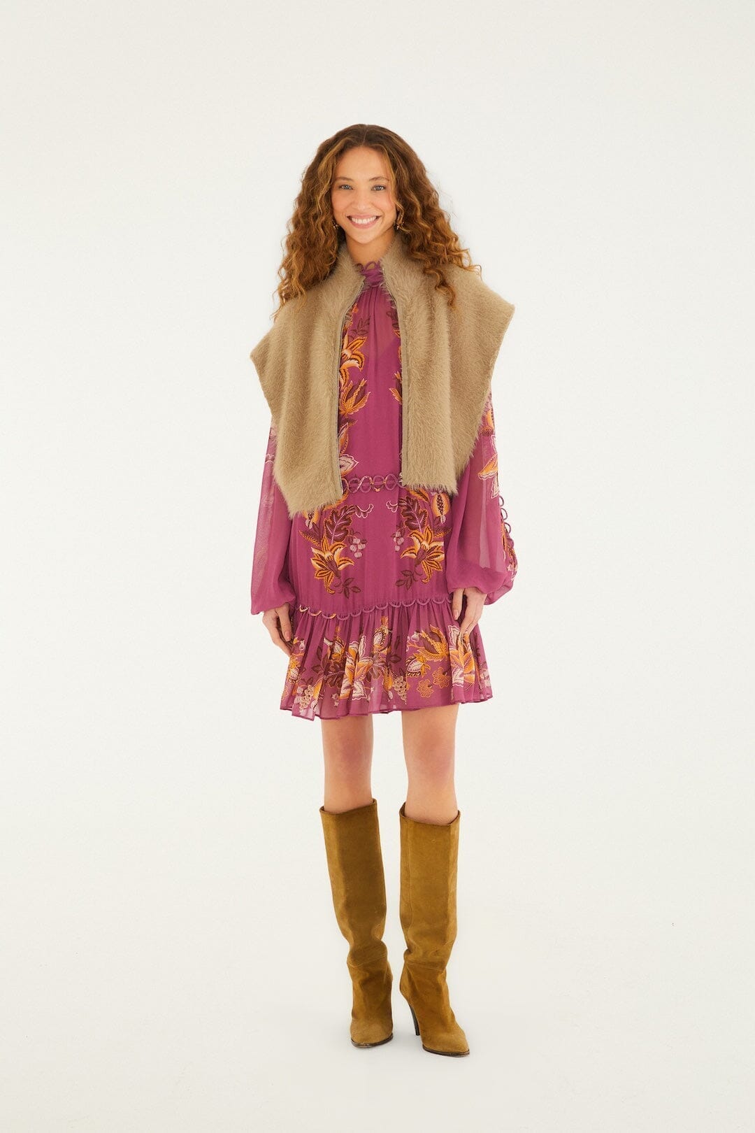 Caramel Front Zipper Sleeveless Fuzzy Vest | FARM Rio