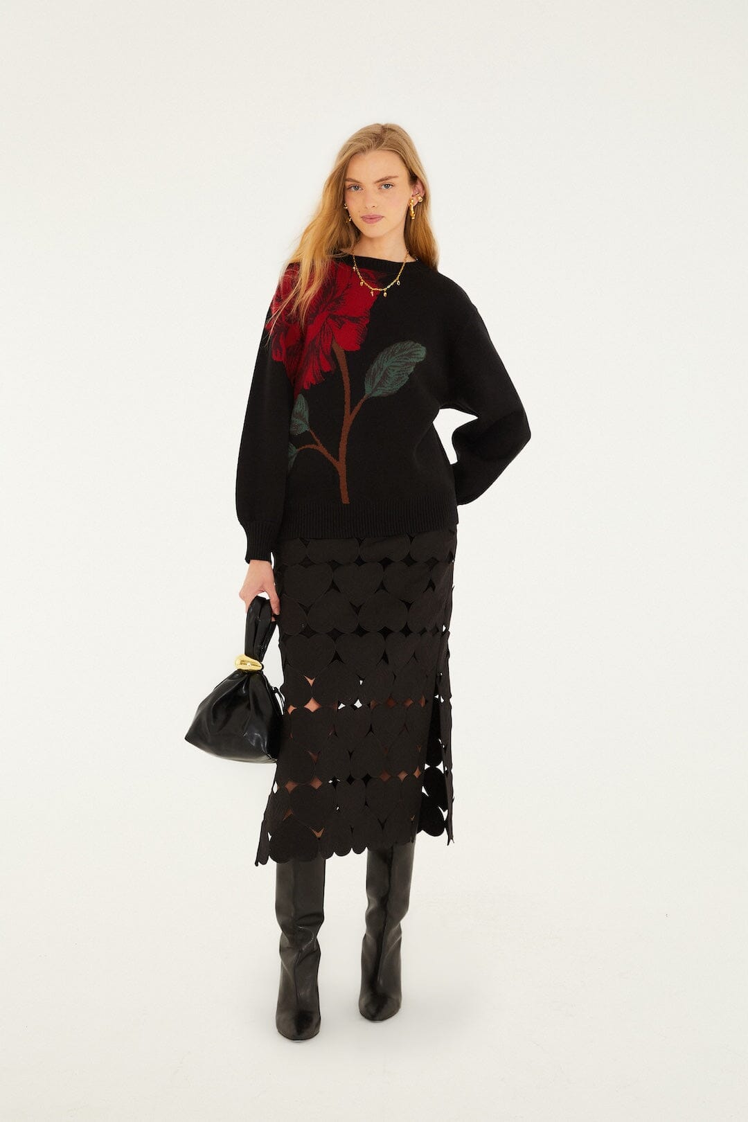 Black Hearts Euroflax Premium Linen Midi Skirt