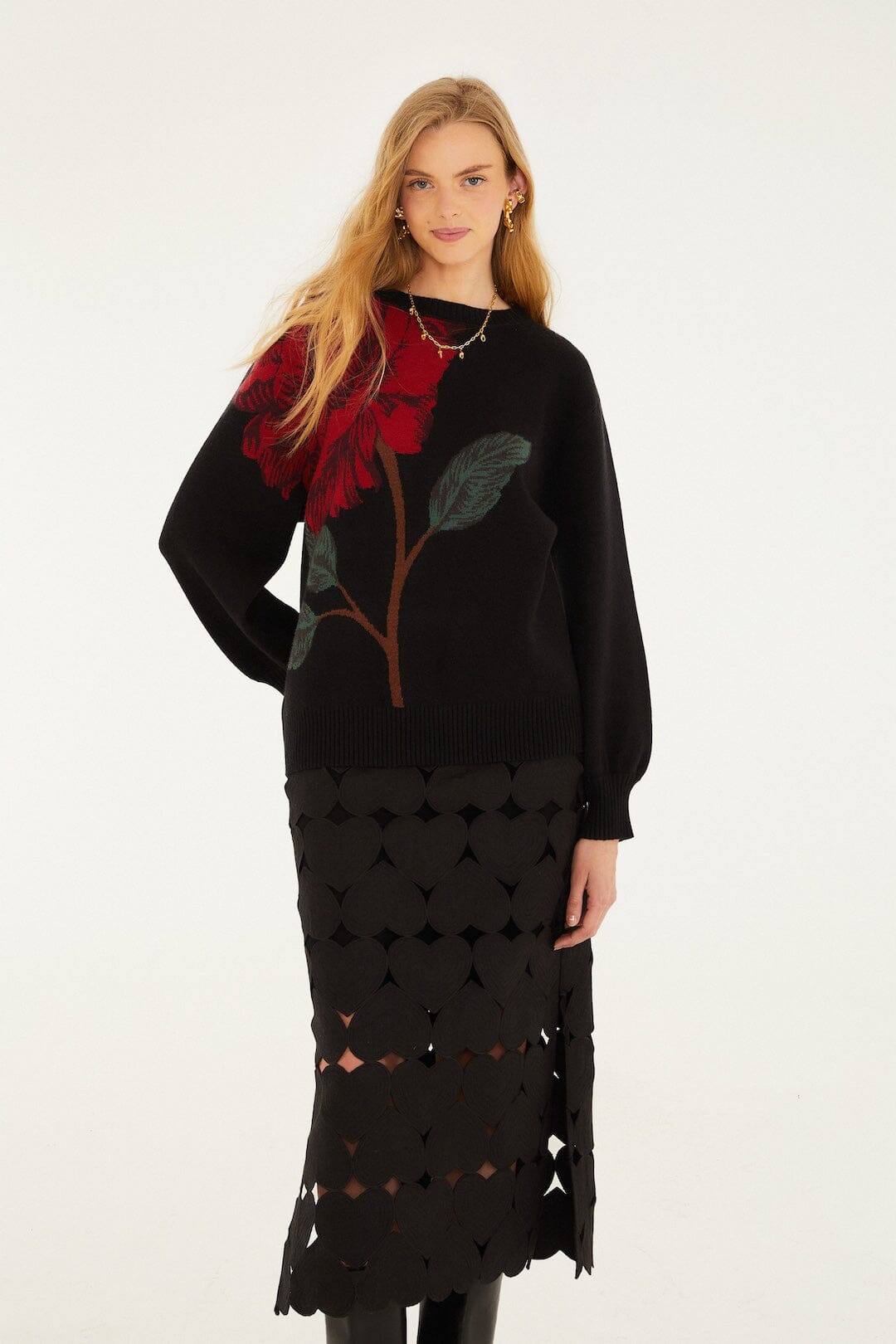 Black Hearts Euroflax Premium Linen Midi Skirt