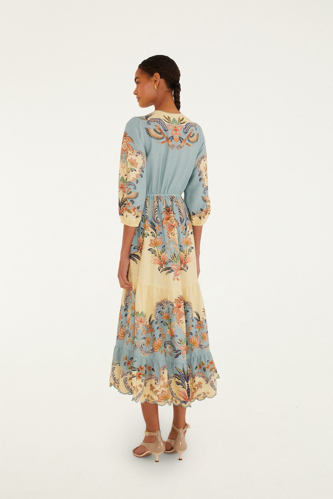Farm Rio Butter Yellow Boho Beauty Lenzing Ecovero Euroflax Maxi Dress, Boho Beauty Butter / XL Farm Rio Butter Yellow Boho Beauty Lenzing Ecovero Euroflax Maxi Dress, Boho Beauty Butter / XL