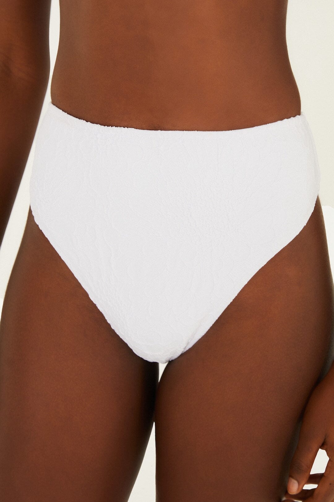 White Gerbera Daisy High Waist Bikini Bottom