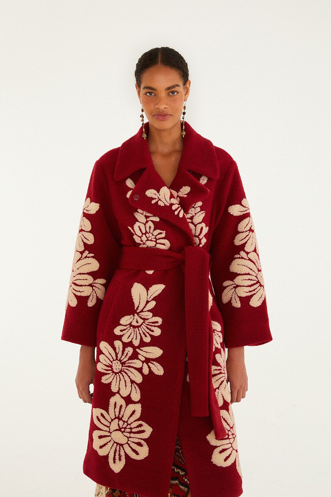 Burgundy Bold Flowers Fleece | FARM Rio