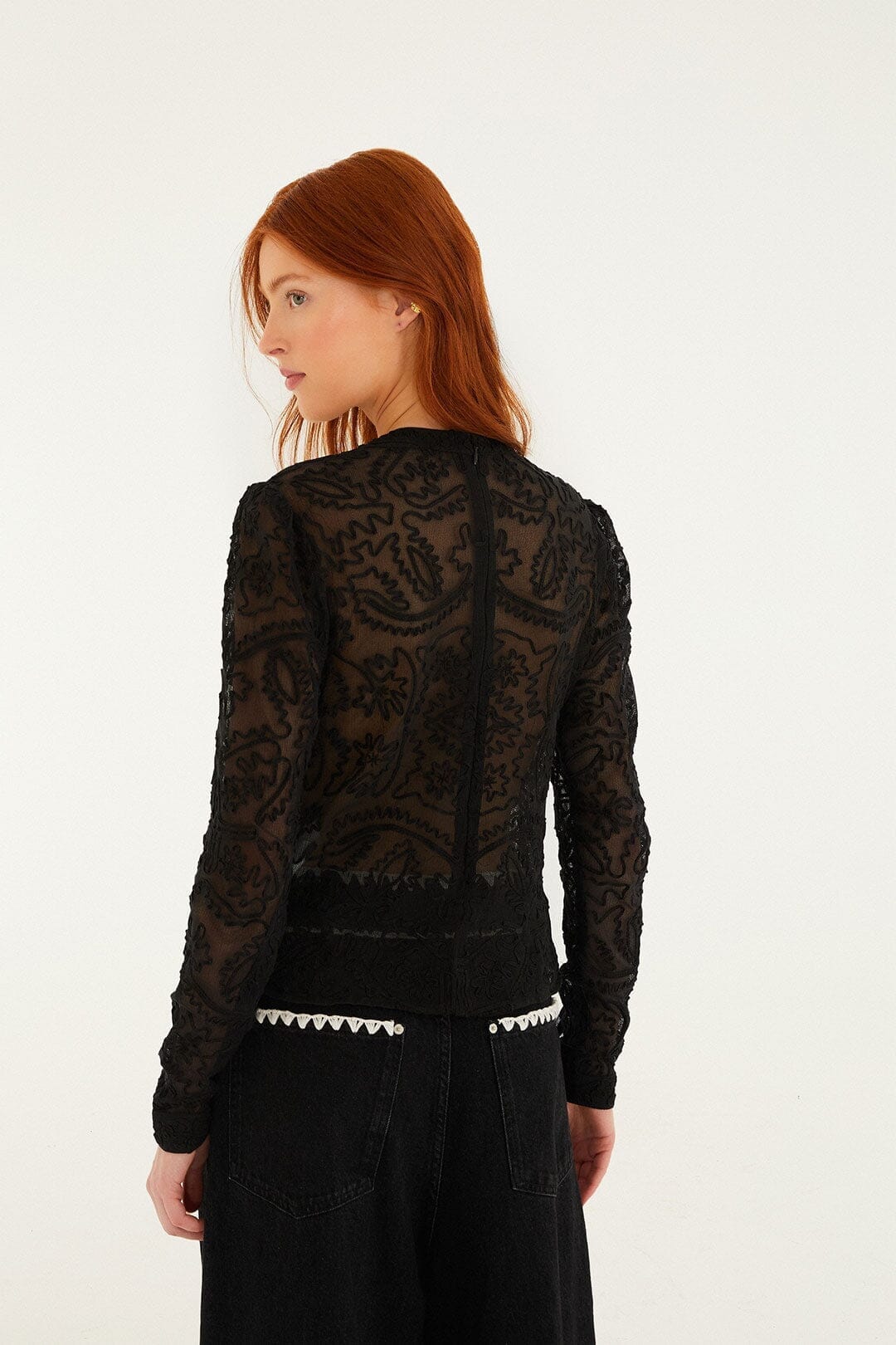Black Embroidered Long Sleeve Blouse | FARM Rio Black Embroidered Long Sleeve Blouse | FARM Rio