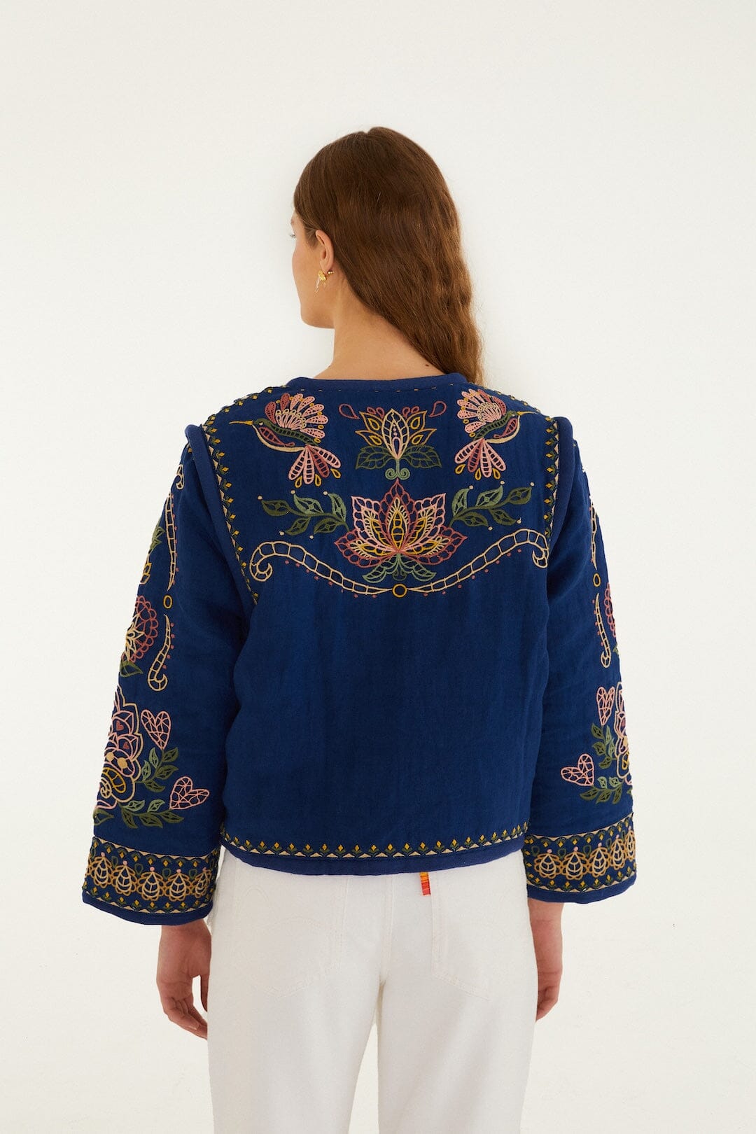 fleurie(フルリー) フォルム ジャケット⭐︎ネイビー Dark Blue Embroidered Pockets Richelieu Jacket | FARM Rio