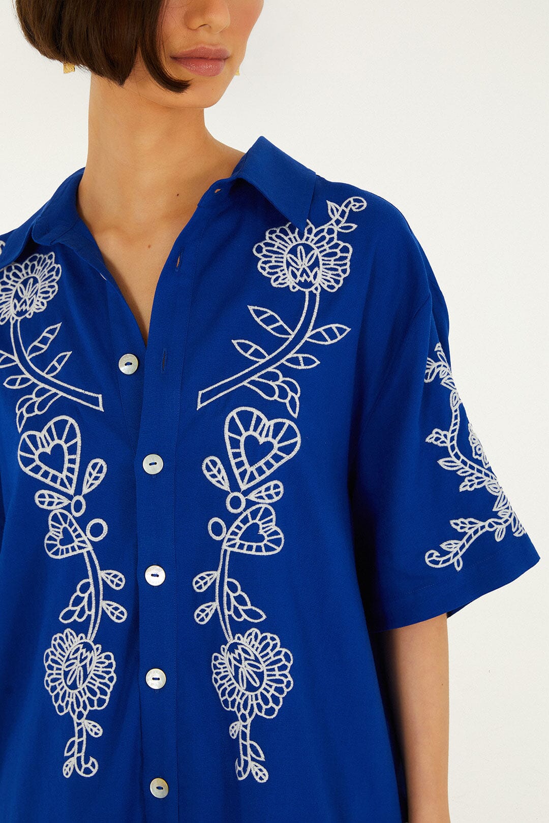 Blue Romantic Embroidered Lenzing™ Ecovero™ Euroflax™ Shirt