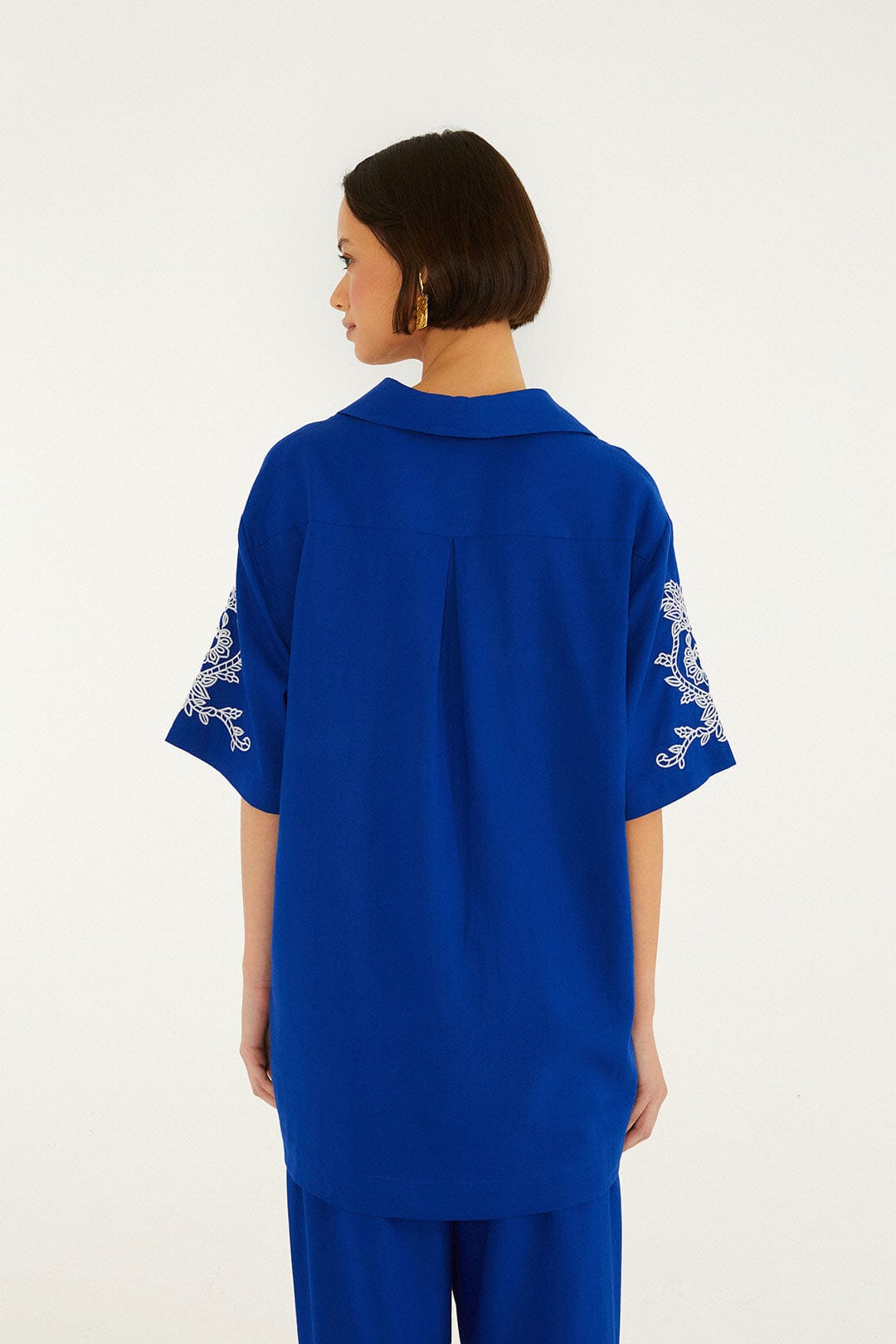 Blue Romantic Embroidered Lenzing™ Ecovero™ Euroflax™ Shirt