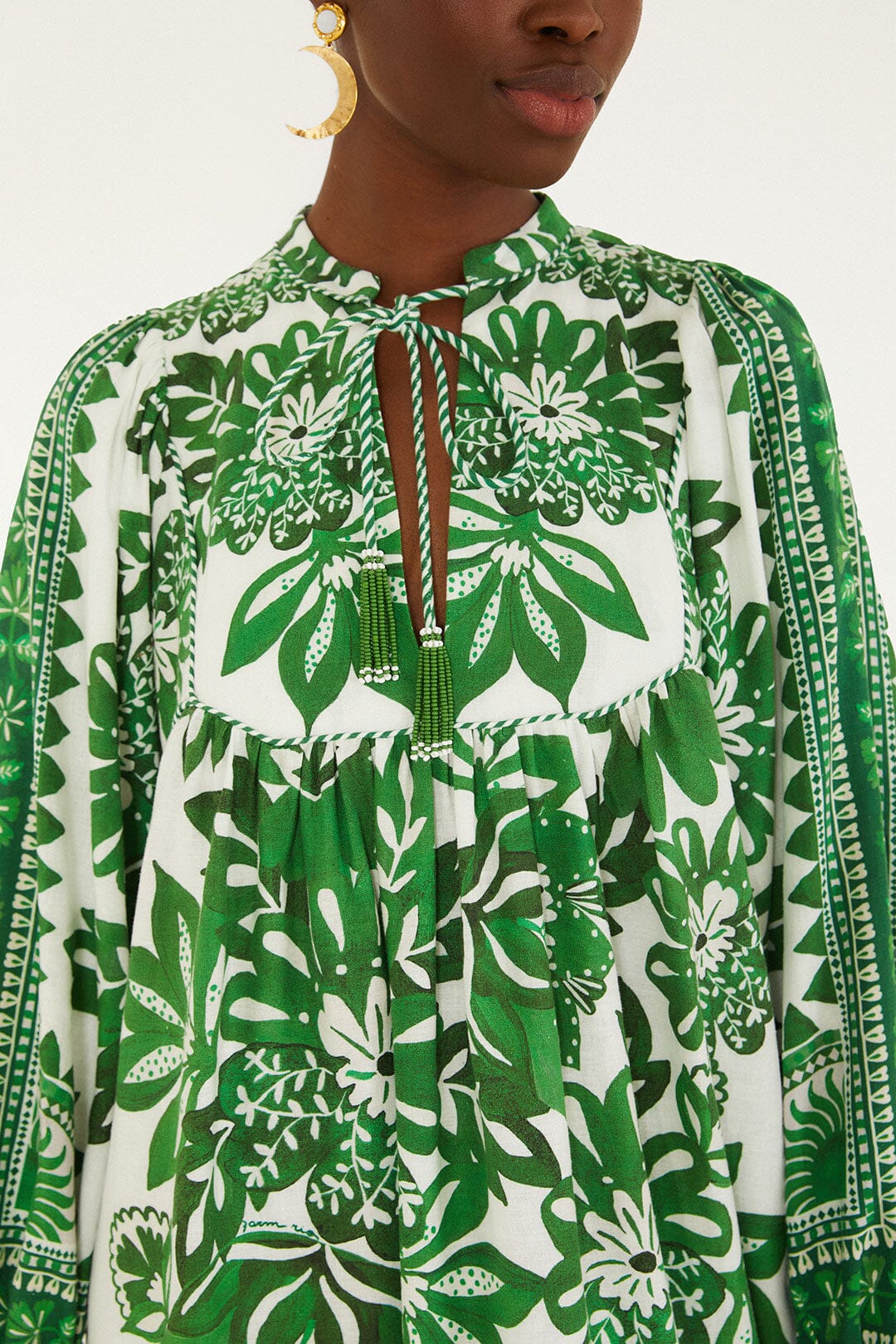 Green Flora Tapestry Lenzing™ Ecovero™ Euroflax™ Mini Dress | FARM Rio
