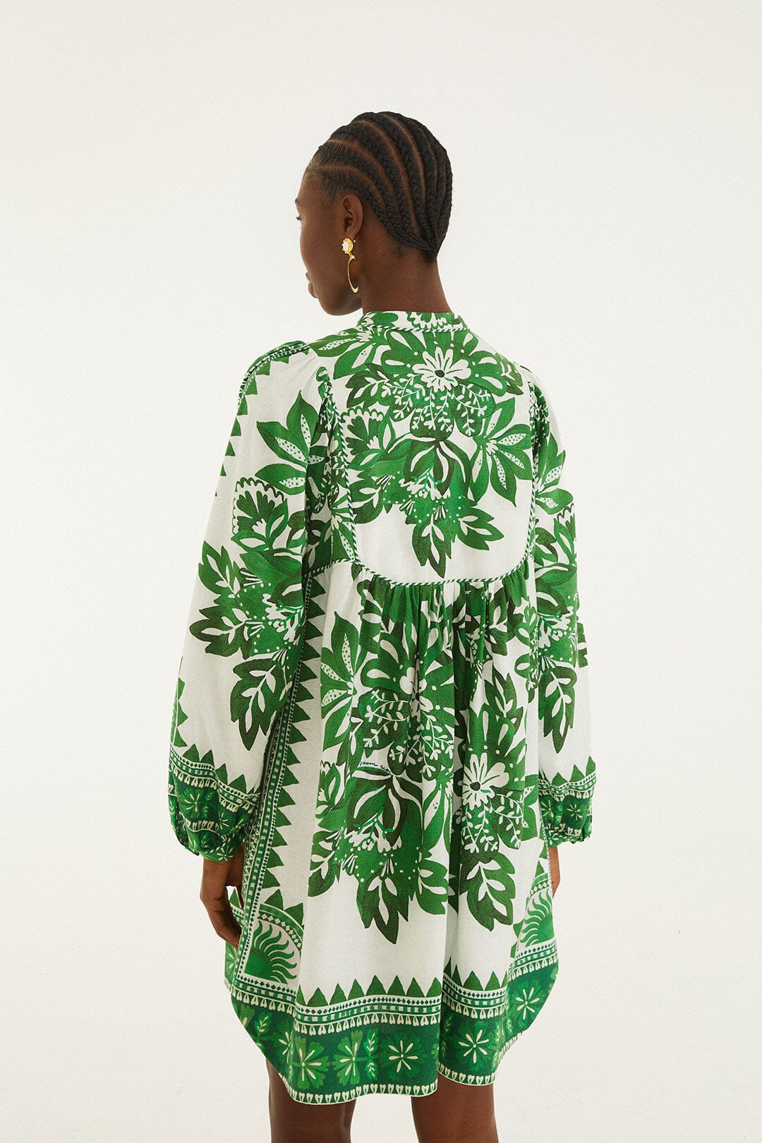 Green Flora Tapestry Lenzing™ Ecovero™ Euroflax™ Mini Dress | FARM Rio