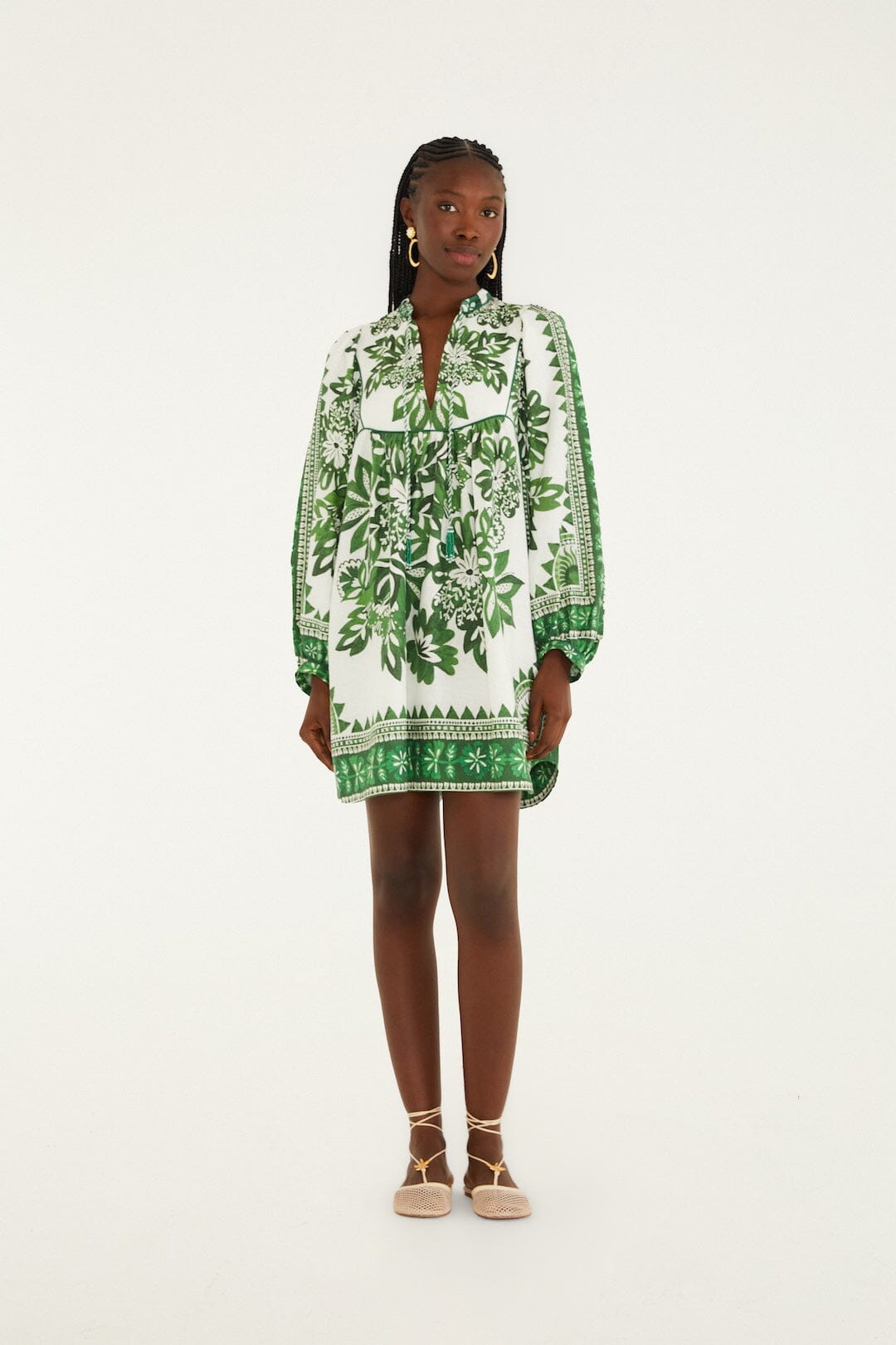 Green Flora Tapestry Lenzing™ Ecovero™ Euroflax™ Mini Dress | FARM Rio